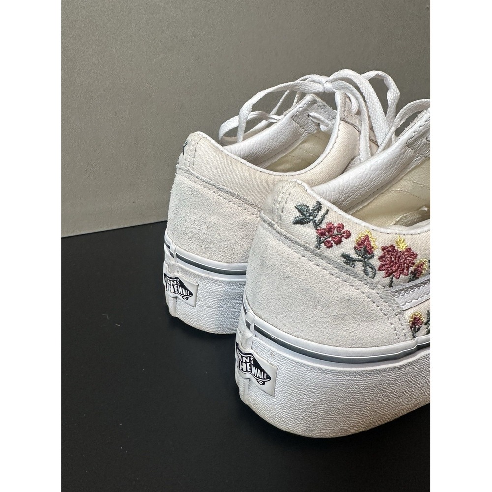 Vans Cream White Floral Platform Old Skool Sneakers - Picture 4 of 12